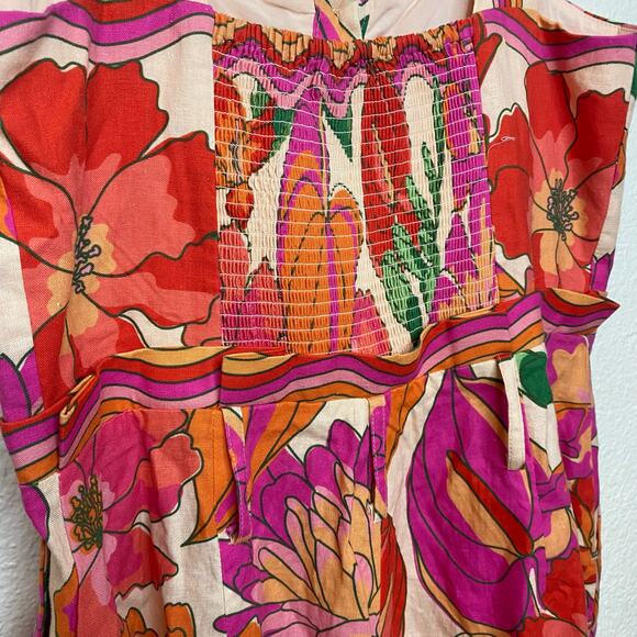 Farm Rio Spring Affair Romper Playsuit Linen Blend Size Small Playsuit Colorful - Picture 5 of 12